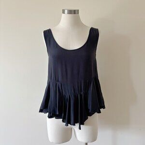 Olive Olivia silk tank top black asymmetrical